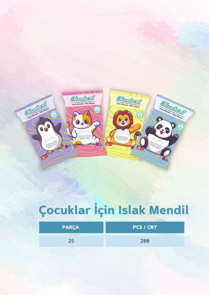 Çocuk Karakterli Cep Boy Islak Mendil 15x36